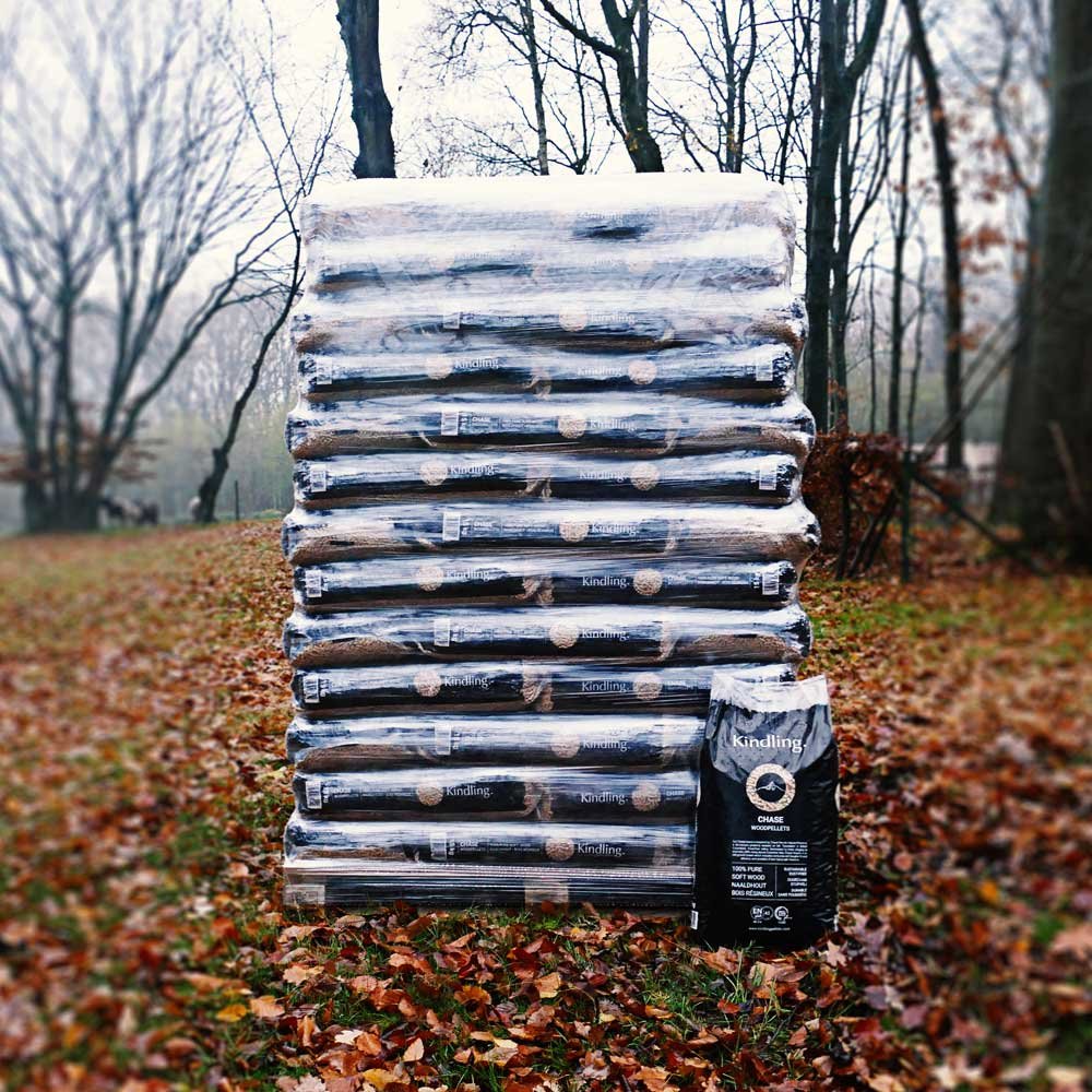 Holzpellets KINDLING CHASE, Palette 72 Säcke à 15 kg – Inspiriert von kanadischen Wäldern