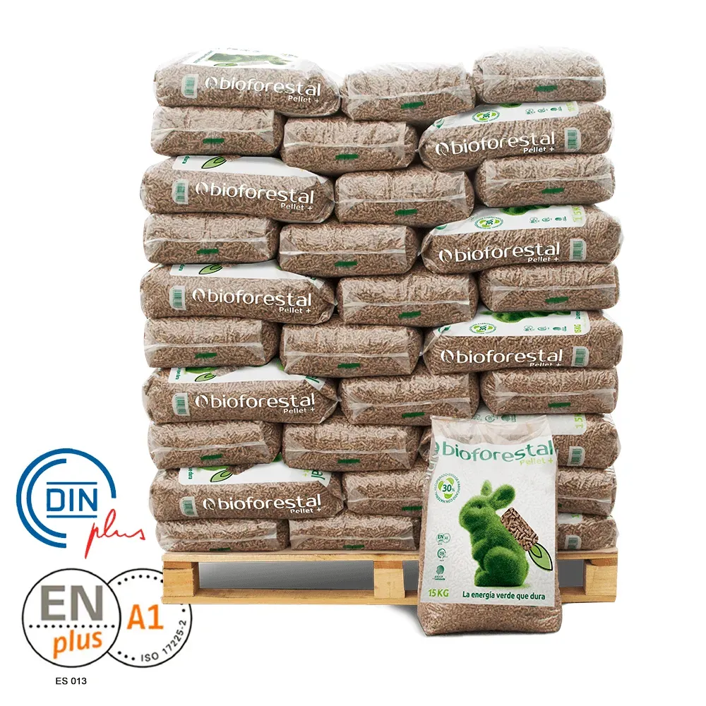 Holzpellets BIOFORESTAL, Palette 70 Säcke à 15 kg – 90 % Kiefer, 10 % Laubholz
