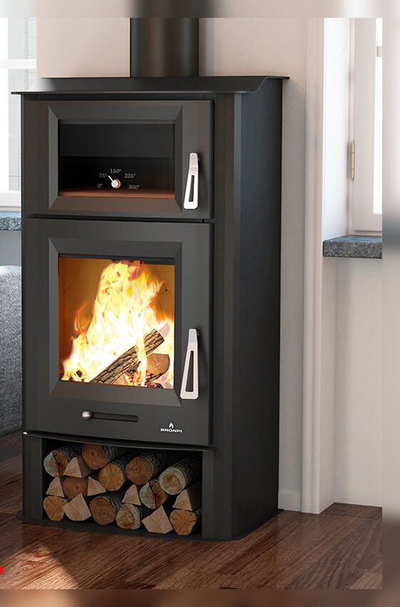 Bronpi Tudela Holzofen mit Backofen – 13 kW, Gusseisen und Stahl, für Fläche bis ca. 325 m³