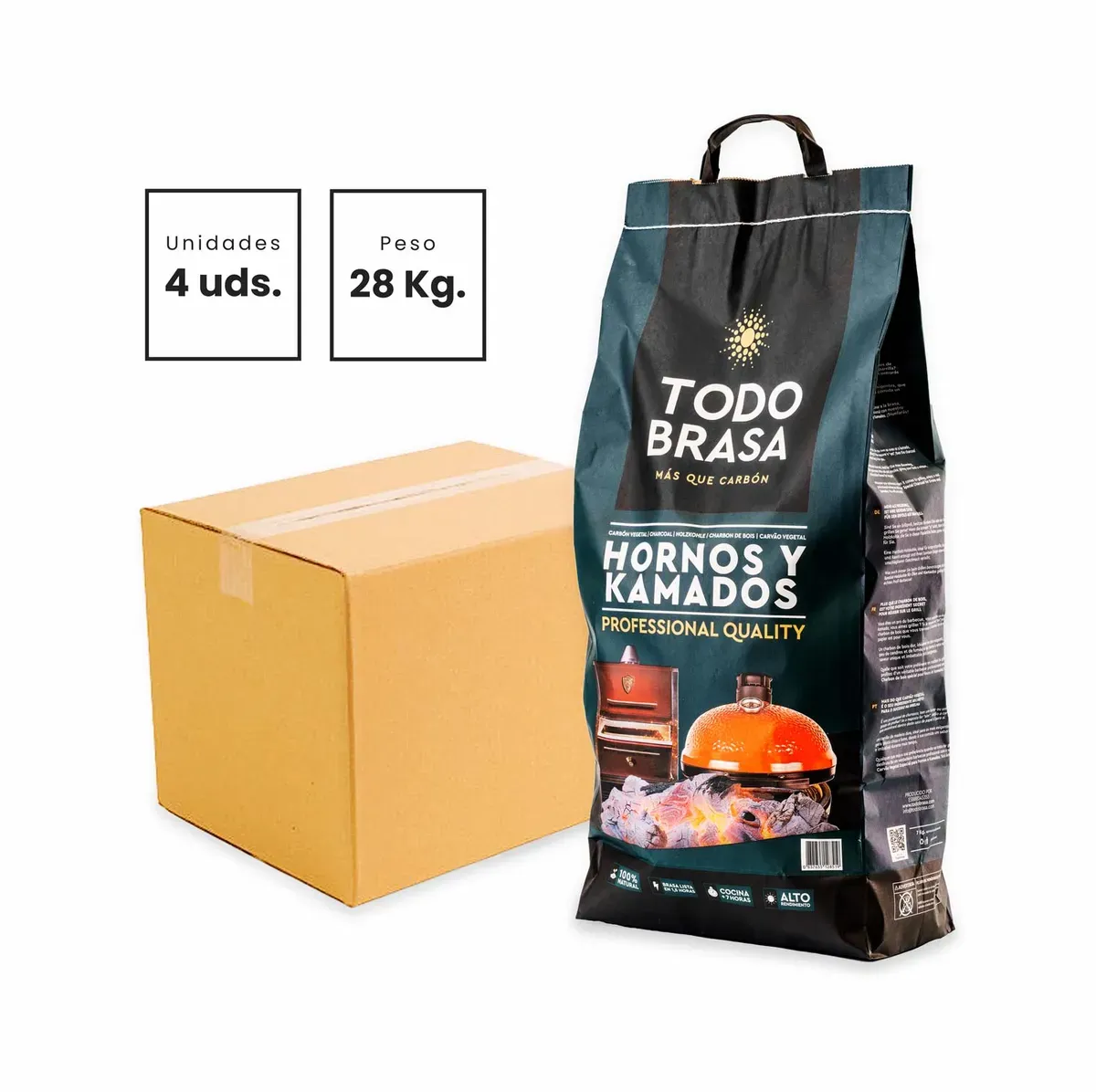 Todo Brasa Holzkohle für Grillöfen und Kamados – 7 kg