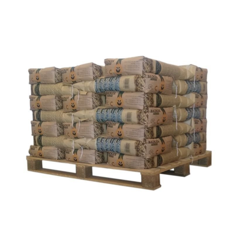 Holzpellets BADGER, halbe Palette 35 Säcke à 15 kg – Belgische Markenqualität