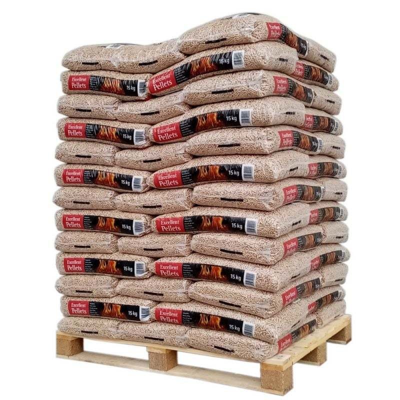 Holzpellets EXCELLENT, Palette 65 Säcke à 15 kg – Bandtrocknung für hohe Qualität