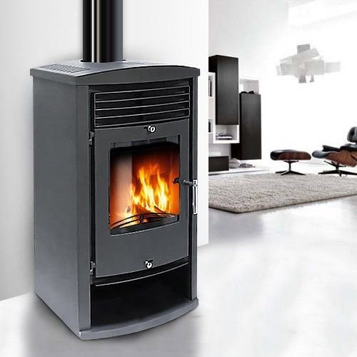 Holzofen Moderna Vita 14 kW – Doppelverbrennung, integrierter Holzfach